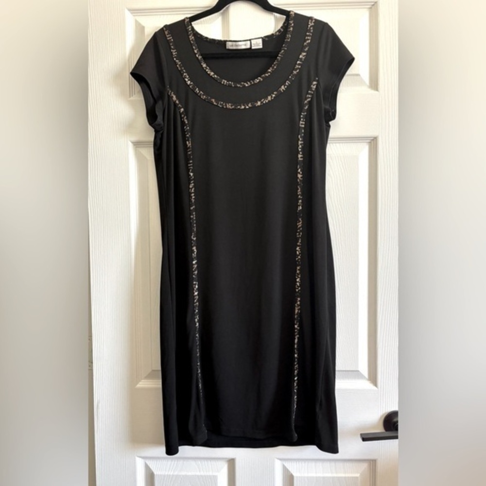 Liz Claiborne Black knee high Sheath Dress with Crew Neck